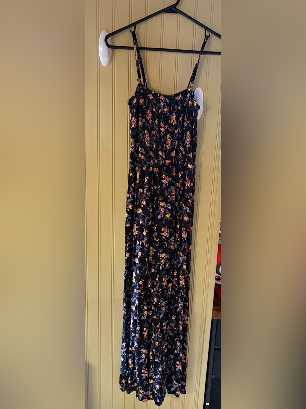 SO Black Floral Maxi Dress with Spaghetti Straps
